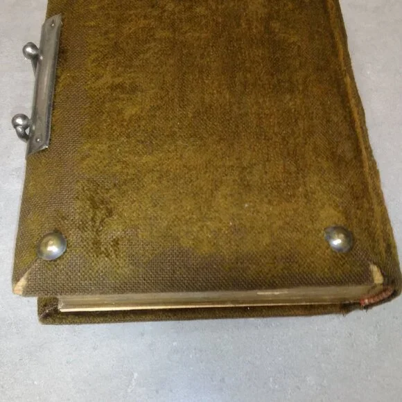 Edwardian era Photo album sweud with silver plated medallion & buckle